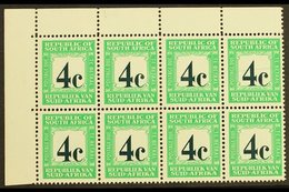 POSTAGE DUE 1967-71 4c Deep Myrtle-green & Emerald, English At Top, Wmk RSA, Block Of 8 With SCRATCH Variety Through R1/ - Ohne Zuordnung