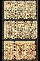 MOROCCO 1920 FISCALS STRIPS OF THREE. A Trio Of Bisects Inc 10c On 25p, 10c On 50p & 15c On 500p (SG 95/96 & 98), Lightl - Autres & Non Classés