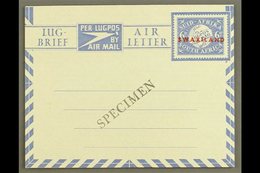 1949 AIR LETTER 6d Ultramarine On White, Sender's Details Horizontal Lines On Reverse, Afrikaans First, H&G 9, Locally A - Swaziland (...-1967)