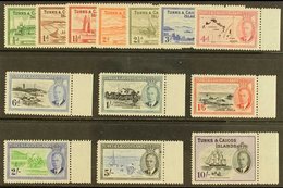 1950 KGVI Definitives Complete Set, SG 221/33, Very Fine Never Hinged Mint Marginal Examples. (13 Stamps) For More Image - Turks & Caicos