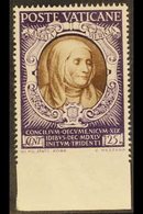 1946 25c Sepia & Violet "St Angela Marini" IMPERF AT BASE VARIETY, Sass 111e, Never Hinged Mint For More Images, Please  - Otros & Sin Clasificación