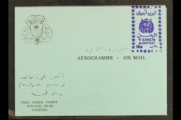 ROYALIST 1966 10b Violet "YEMEN AIRPOST" Handstamp (as SG R130/134) Applied To Complete Blue Aerogramme, Very Fine Unuse - Jemen