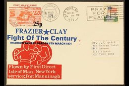 POST MANNINAGH 1971 Isle Of Man To New York First Flight Cover Bearing Post Manninagh 25p Local Strike Post And USA 6c S - Autres & Non Classés
