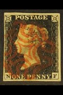 1840 1d Black 'NF' Plate 5, SG 2, Used With 4 Margins & Red MC Cancellation. For More Images, Please Visit Http://www.sa - Ohne Zuordnung