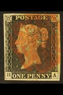 1840 1d Grey- Black 'HA' Plate 3, SG 3, Used With 4 Margins & Red MC Cancellation. For More Images, Please Visit Http:// - Zonder Classificatie