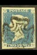 1840 2d Blue "DD", Plate 1, SG 5, Fine Used With 4 Margins And Neat Almost Full Black Maltese Cross Cancel. For More Ima - Other & Unclassified