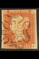 1841 1d Red-brown, Imperf, SG 8m, Very Fine Used With "10" In Maltese Cross Cancellation, Four Margins, Small Thin, Cat. - Autres & Non Classés