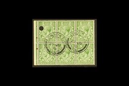 1912-24 ½d Green, BOOKLET PANE Of 6 Pre-cancelled With Two "London E.C." Type I Postmarks, SG Spec NB6v, One Security Pu - Sin Clasificación