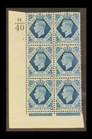 1939 10d Turquoise-blue Corner Block 6 With Cylinder 1 (no Dot) Control H/40, Never Hinged Mint. For More Images, Please - Zonder Classificatie