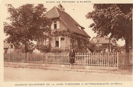 CARTE POSTALE ORIGINALE ANCIENNE  WITTENHEIM CITE MAISONS OUVRIERES DE LA MINE DE POTASSE THEODORE ANIMEE HAUT RHIN (68) - Wittenheim