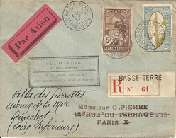 AIR FRANCE - GUADELOUPE First Flight 1937 - Registered Airmail Cover To Paris Redirected To Paris - PAR AVION Red Label - Aerei