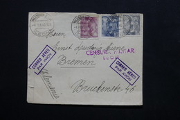 ESPAGNE - Enveloppe De Valencia Pour Bremen En 1940 Avec Contrôles Postaux , Affranchissement Tricolore - L 24771 - Bolli Di Censura Nazionalista