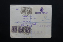 ESPAGNE - Enveloppe Commerciale En Recommandé De Malaga Pour Barcelone En 1939 Avec Cachet De Censure - L 24776 - Nationalistische Censuur