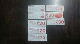 India-airtel Top Up Voucher-(81)(rs.10,20,30)(8cards)()(look Out Side)used Card+2 Card Prepiad Free - India