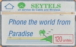 Seychelles - L&G, SEY-03a, Phone The World From Paradise (Green Palm & Blue Slogan), 011E, 4,000ex, 11/90, Used As Scan - Sychelles