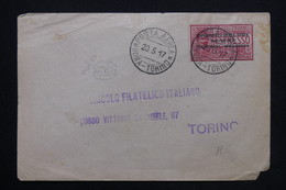 ITALIE - Enveloppe Par Avion Roma / Turina En 1917 , Affranchissement Plaisant ( Surchargé ) - L 24806 - Poststempel (Flugzeuge)