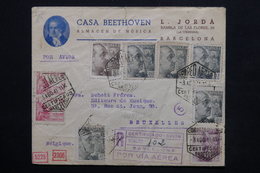 ESPAGNE - Enveloppe Commerciale De Barcelone En Recommandé Par Avion Pour Bruxelles En 1941 ,contrôles Postaux - L 24831 - Nationalistische Censuur