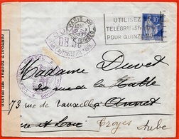 Lettre Octobre 1939 Paris XVI Contrôle Postal (Censure) "Ouvert Par L'Autorité Militaire" ** Timbre Type Paix - 1921-1960: Modern Period
