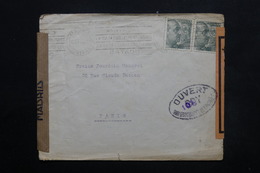 ESPAGNE - Enveloppe De Madrid Pour Paris En 1945, Cachets De Censure , Bandes De Contrôle Postal - L 24906 - Marques De Censures Nationalistes