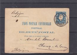 Portugal - Carte Postale De 1883 - Entiers Postaux - Oblit Porto - Exp Vers Chercq Les Tournay - Cachet De Vaulx - - Lettres & Documents