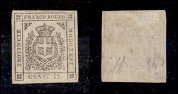 ANTICHI STATI - MODENA - 1859 - 15 Cent (13) Gomma Originale Senza Filetto Sotto Il Valore - Punto Chiaro - Diena (3.750 - Otros & Sin Clasificación