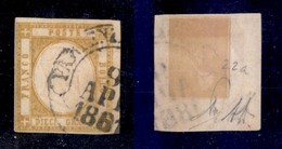 ANTICHI STATI - NAPOLI - 1861 - 10 Grana (22a-giallo Ocra) Usato - Diena (1.250) - Andere & Zonder Classificatie