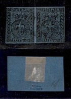 ANTICHI STATI - PARMA - 1852 - 40 Cent (5a-azzurro Chiaro) - Coppia Orizzontale Stretta A Sinistra In Alto - Diena + Cer - Other & Unclassified