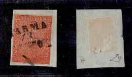 ANTICHI STATI - PARMA - 1853 - 15 Cent (7e-senza Valore) Su Frammento - Molto Inchiostrato (con Tassello Inferiore Illeg - Otros & Sin Clasificación