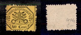 ANTICHI STATI - PONTIFICIO - 1868 - 40 Cent (29k-bruno Giallo) - Gomma Originale - Cert. Colla (4.000) - Sonstige & Ohne Zuordnung