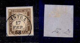 ANTICHI STATI - SARDEGNA - 1858 - 10 Cent (14b) Usato + Intra 17.2.58 Su Frammento - Diena (850+) - Other & Unclassified