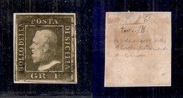 ANTICHI STATI - SICILIA - 1859 - 1 Grano (5a-verde Oliva) Usato Su Frammento (600) - Autres & Non Classés