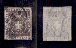 ANTICHI STATI - TOSCANA - 1860 - 1 Cent (17) Usato - Fiecchi + Cert. AG (1.500) - Autres & Non Classés