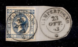 REGNO D'ITALIA - POSTA ORDINARIA - Campertogno (P.ti 13) - 15 Cent (13) Usato Su Frammento - Autres & Non Classés