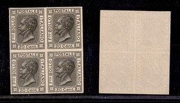 REGNO D'ITALIA - POSTA ORDINARIA - 1867 - Prove - 20 Cent (26-prova In Nero) In Quartina Non Dentellata - Nuova Senza Go - Otros & Sin Clasificación