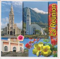 974 - ILE DE LA REUNION - EGLISE SAINTE ANNE - CILAOS - COULLEE DE LAVE AU PARVIS EGLISE SAINTE ROSE - FLEUR ALAMANDA - Autres & Non Classés