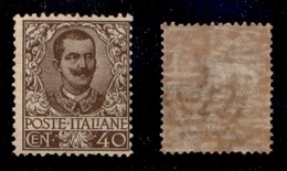 REGNO D'ITALIA - POSTA ORDINARIA - 1901 - 40 Cent Floreale (74) - Gomma Originale Con Invisibile Traccia Di Linguella (1 - Otros & Sin Clasificación