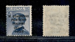 REGNO D'ITALIA - POSTA ORDINARIA - 1922 - 25 Cent Congresso Filatelico (125) - Gomma Integra (750) - Sonstige & Ohne Zuordnung