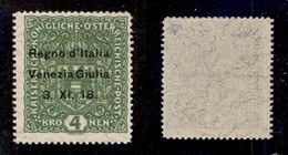 OCCUPAZIONI - VENEZIA GIULIA - 1918 - 4 Kronen (17) - Gomma Integra - Cert. Colla (3.750) - Other & Unclassified