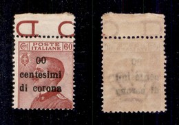 OCCUPAZIONI - TRENTO E TRIESTE - 1919 - 00 Cent Su 60 (10l) - Gomma Integra (600) - Sonstige & Ohne Zuordnung