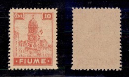 OCCUPAZIONI - FIUME - 1919 - 10 Cent (C35/I-carta C) Dentellato 10 1/2 - Gomma Integra (6.500) - Autres & Non Classés