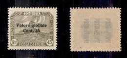 OCCUPAZIONI - FIUME - 1920 - Soprastampa Modificata - 45 Cent Valore Globale (112) - Gomma Integra (1.500) - Sonstige & Ohne Zuordnung