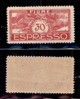 OCCUPAZIONI - FIUME - 1920 - Espressi - Non Emesso - 30 Cent Rosa (1A) - Gomma Integra - Diena + Mondolfo (2.250) - Sonstige & Ohne Zuordnung