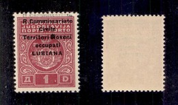 OCCUPAZIONI - LUBIANA - 1941 - Segnatasse - 1 Din (7g+c) Con Doppia Soprastampa Spostata In Alto (senza Rombi) - Gomma I - Otros & Sin Clasificación