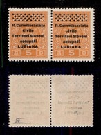 OCCUPAZIONI - LUBIANA - 1941 - Segnatasse - 5 Din (9+9o) - C Rotta In Coppia Col Normale - Gomma Integra (525+) - Otros & Sin Clasificación