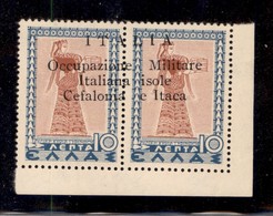 OCCUPAZIONI - CEFALONIA E ITACA - 1941 - 10 + 10 Lepta (12A-Typi) Con Soprastampa Obliqua (varietà Oe) - Gomma Integra - - Sonstige & Ohne Zuordnung