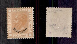 UFFICI POSTALI ALL'ESTERO - LEVANTE - 1878 - 20 Cent Estero (11) - Gomma Integra - Diena + Cert. Oro Raybaudi (19.500) - Andere & Zonder Classificatie