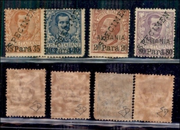 UFFICI POSTALI ALL'ESTERO - ALBANIA - 1902/1907 - Specimen  - 4 Valori (5/6+7+9) - Gomma Originale - Insieme Unico - Cer - Otros & Sin Clasificación