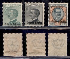 COLONIE - ERITREA - 1925 - Soprastampati (93/95) - Serie Completa - Gomma Integra (550) - Other & Unclassified