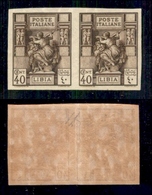 COLONIE - LIBIA - 1923 - 40 Cent Sibilla (41b) - Coppia Orizzontale Non Dentellata - Gomma Integra (1.800) - Sonstige & Ohne Zuordnung