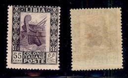 COLONIE - LIBIA - 1925 - 55 Cent Pittorica (52b Varietà F-Torino) Con Centro Spostato - Gomma Integra - Cert. AG - Sonstige & Ohne Zuordnung